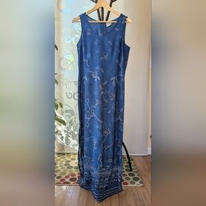 Tribal Sleeveless Blue Floral Dress - Size 10